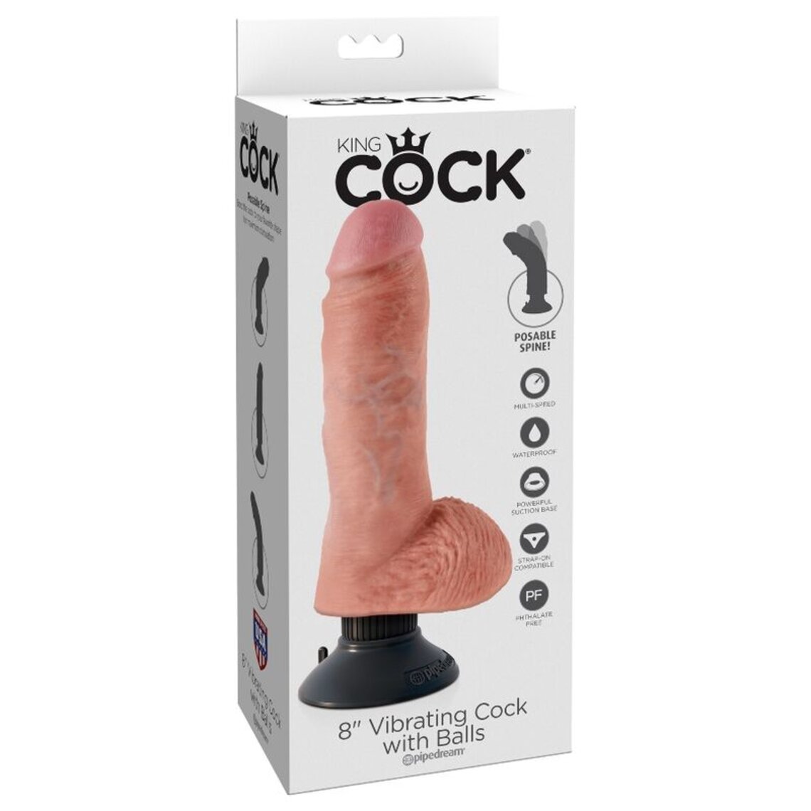 King cock 20.3 cm bite Vibrante avec Balles de Chair